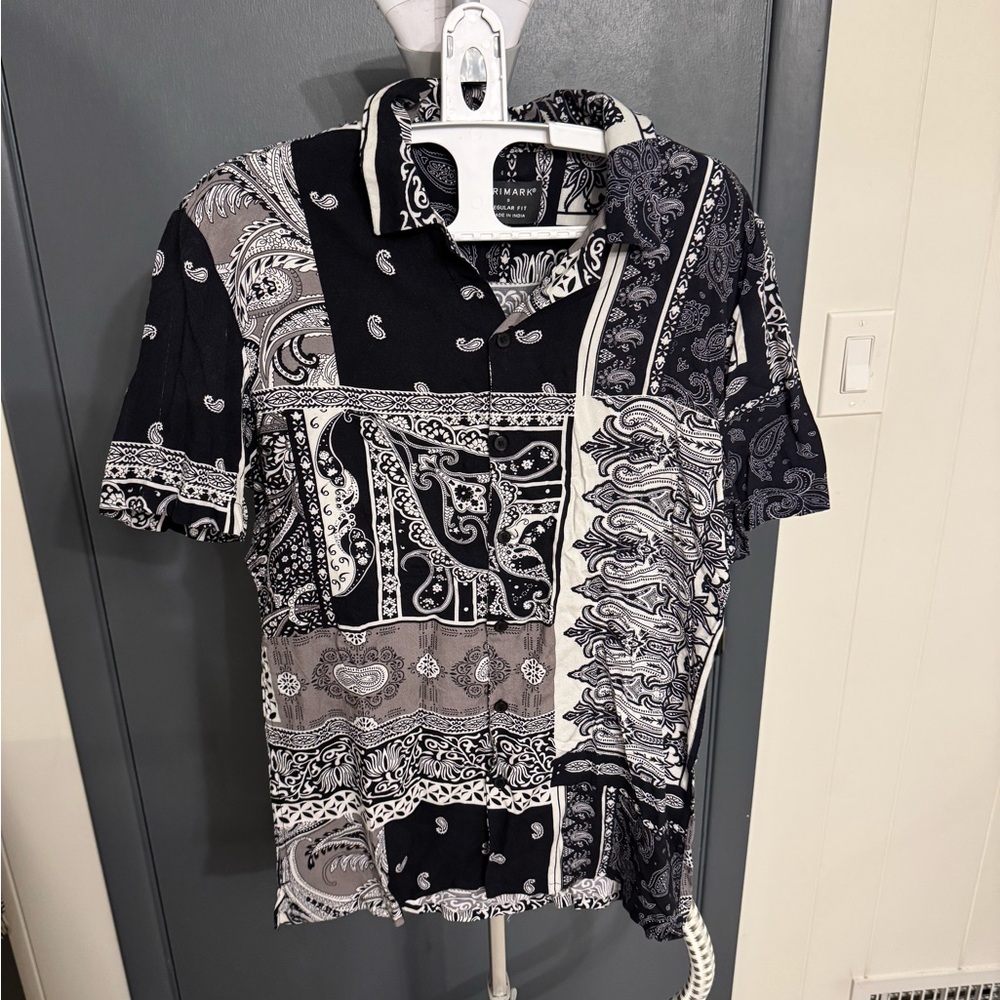 Black and White Paisley Patchwork Primark Shirt